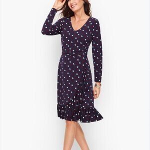 Talbots Elegant Navy Blue and hearts Patterned Dress size 6p